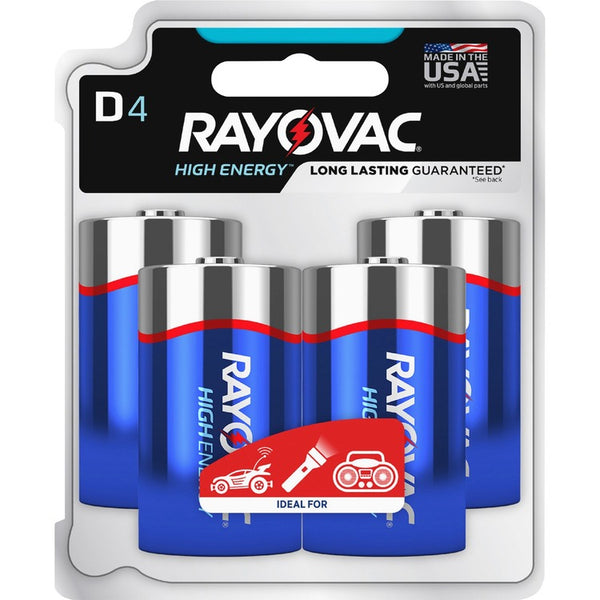 Rayovac High Energy Premium Alkaline D Batteries, 4/Pack (RAY8134TK) Pack of 4