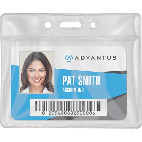 Advantus Badge Holders, Vinyl, Horizontal 3-1/2" x 2-1/2" Insert, 50/PK (AVT75683)