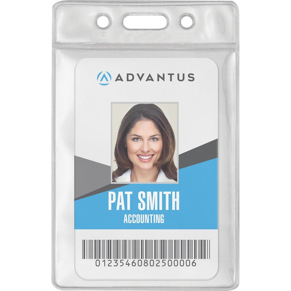 Advantus Badge Holders, Vinyl, Vertical, 2-1/2" x 3-1/2" Insert, 50/PK