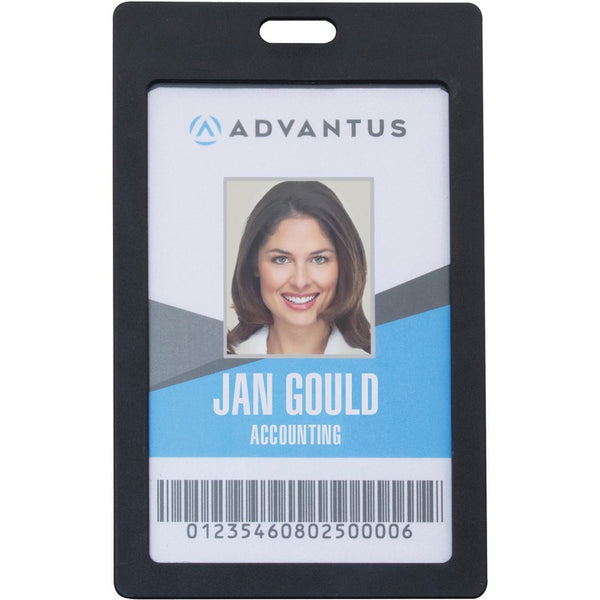 Advantus Badge Holders, Rigid, Vertical, 2" x 3-1/4" Insert, 6/PK, Black