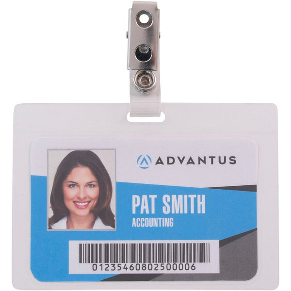 Advantus Card Holders, Self-Laminating, Horizontal 3-1/2" x 2-1/4" Insert, 25/PK, Clear