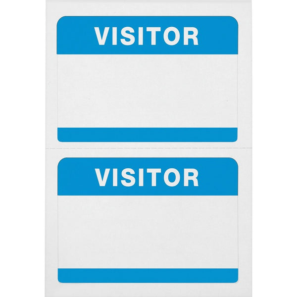 Advantus Badge Stickers, "Visitor", 3-1/2" x 2-1/4", 100/BX, White/Blue (AVT97190)