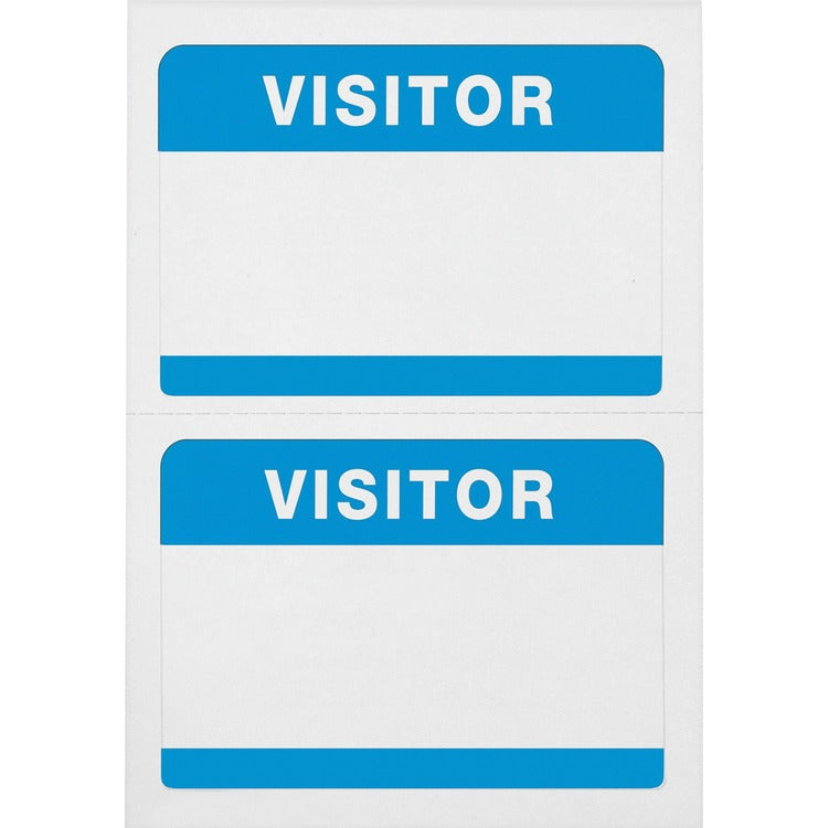 Advantus Badge Stickers, "Visitor", 3-1/2" x 2-1/4", 100/BX, White/Blue (AVT97190) Box of 100