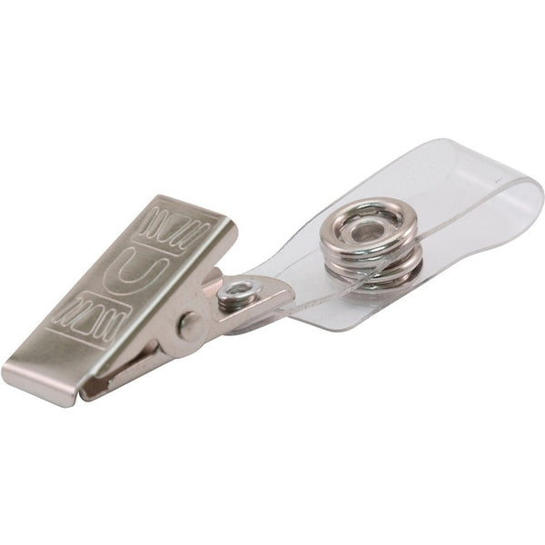 Advantus Adapter for Badges with Strap & Metal Clip, Vinyl, 25/PK, Silver (AVT97302)