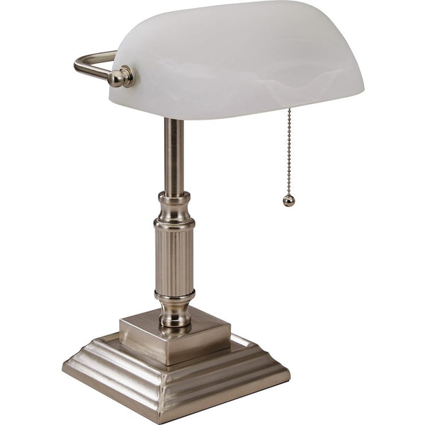 Lorell Banker's Lamp, LED, 10-Watt, 6-1/2"Wx6-1/2"Lx15"H, Silver (LLR99955)