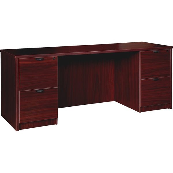 Lorell Double-pedestal Credenza, File/File, 66" x 24" x 29", Mahogany (LLRPC2466MY)