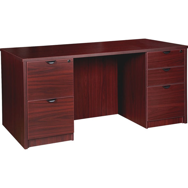 Lorell Double-pedestal Desk F/F B/B/F, 60" x 30" x 29", Mahogany (LLRPD3060DPMY)