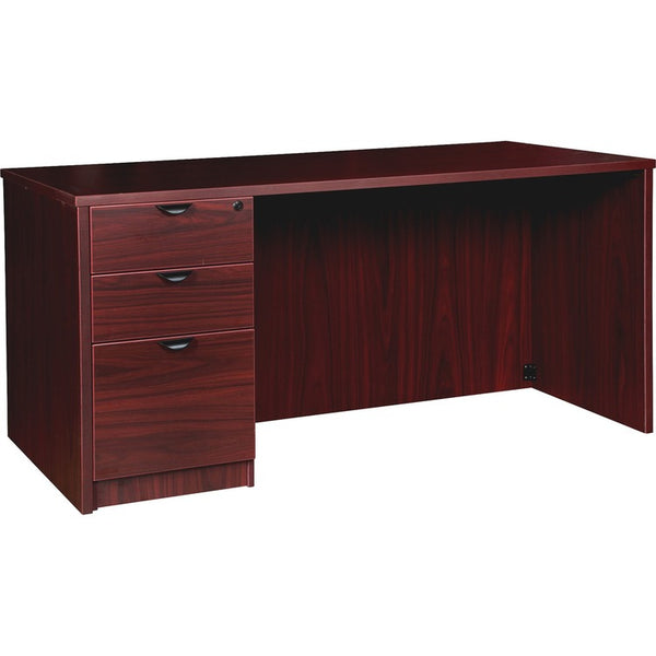 Lorell Left-pedestal Desk, B/B/F, 60"Wx30"Dx29"H, Mahogany (LLRPD3060LSPMY)