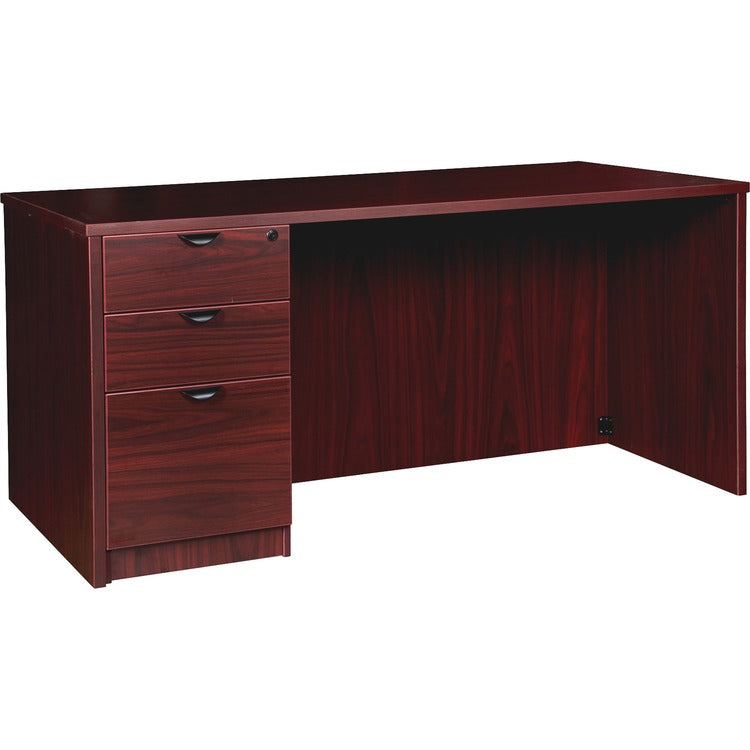 Lorell Left-pedestal Desk, B/B/F, 60"Wx30"Dx29"H, Mahogany (LLRPD3060LSPMY)