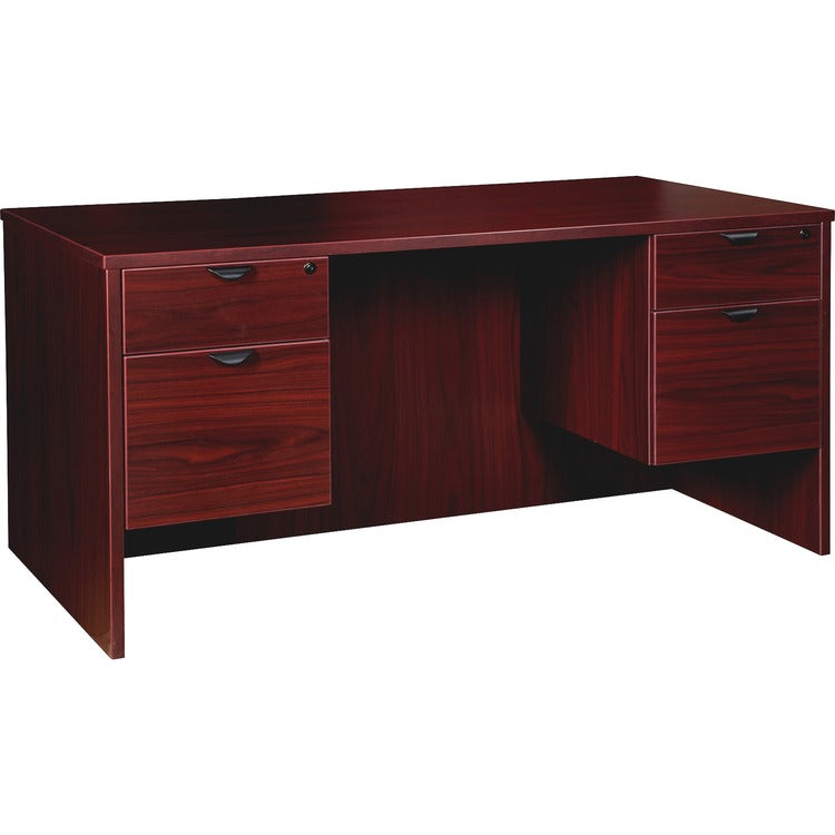 Lorell Double-pedestal Desk, B/F, 60" x 30" x 29", Mahogany (LLRPD3060QDPMY)