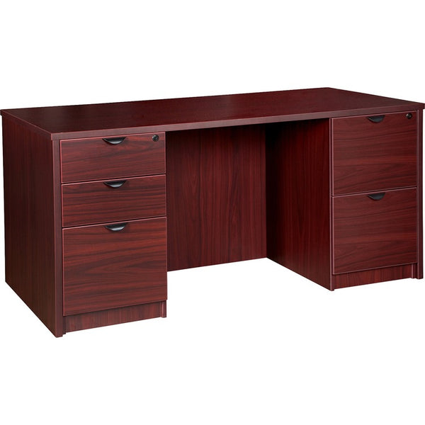 Lorell Double-pedestal Desk F/F B/B/F, 66" x 30" x 29", Mahogany (LLRPD3066DPMY)