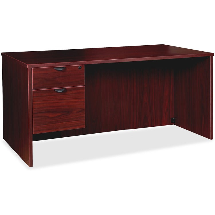 Lorell Left-pedestal Desk, B/F, 66" x 30" x 29", Mahogany (LLRPD3066QLMY)