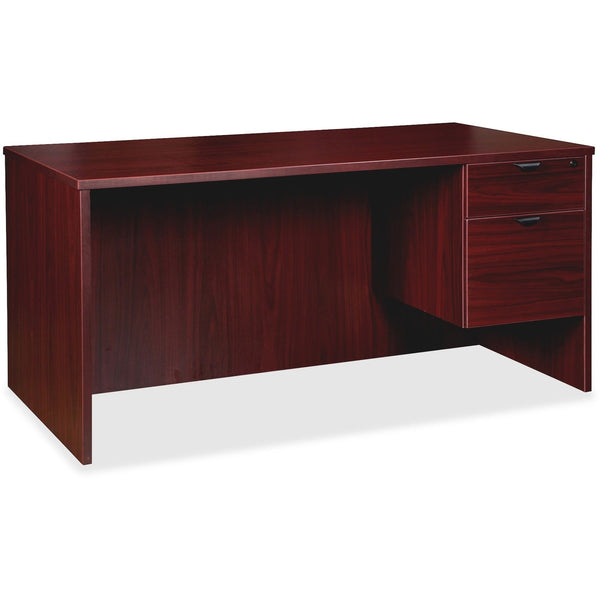 Lorell Right-pedestal Desk, B/F, 66" x 30" x 29", Mahogany (LLRPD3066QRMY)