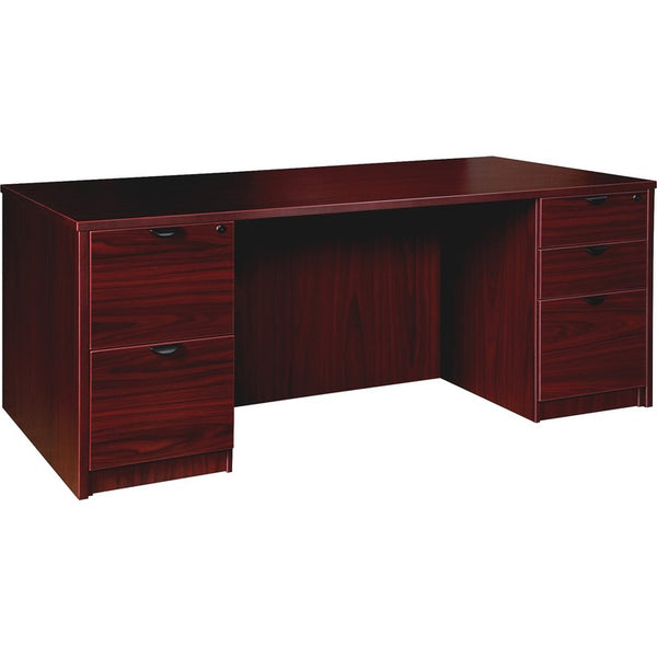 Lorell Double-pedestal Desk F/F B/B/F, 72" x 36" x 29", Mahogany (LLRPD3672DPMY)