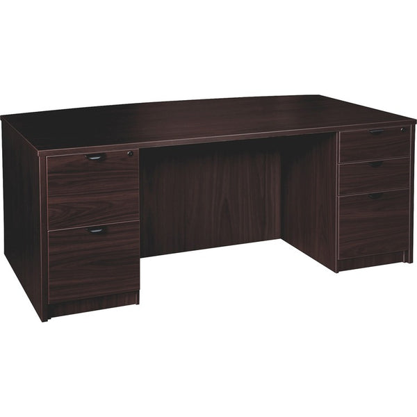 Lorell Double-pedestal Bowfront Desk F/F B/B/F, 72" x 42" x 29", ES (LLRPD4272DPES)