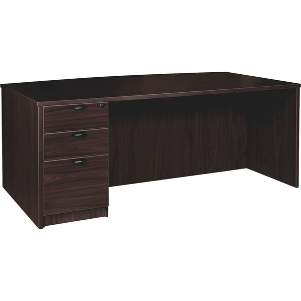 Lorell Left-pedestal Bowfront Desk, B/B/F, 72" x 42" x 29", Espresso (LLRPD4272LSPBES)