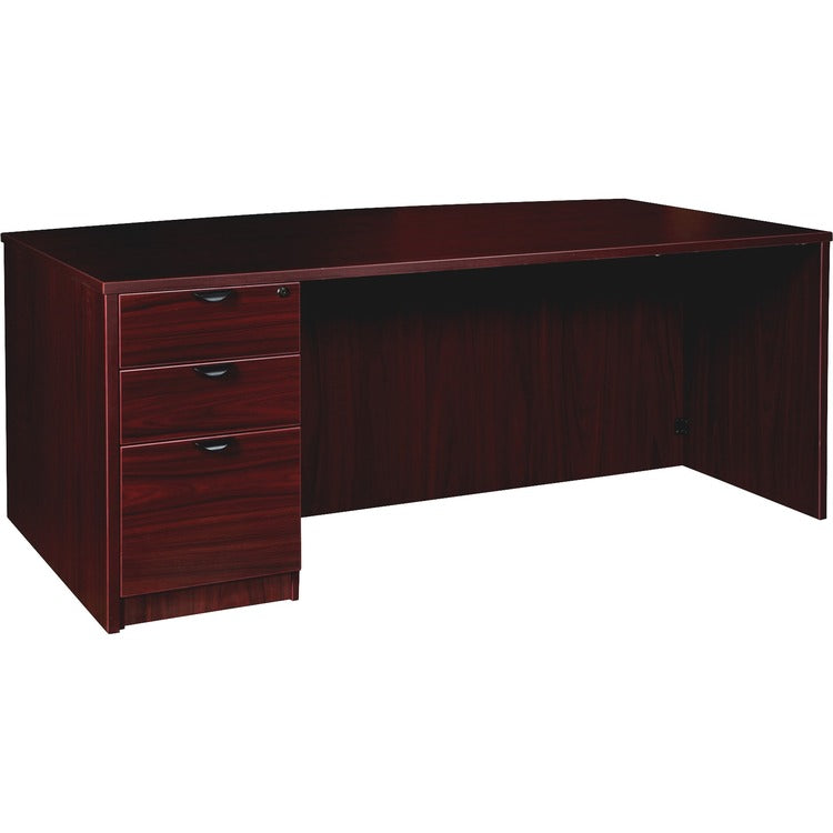 Lorell Left-pedestal Bowfront Desk, B/B/F, 72" x 42" x 29", Mahogany (LLRPD4272LSPBMY)