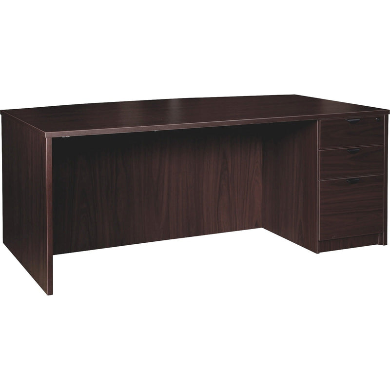 Lorell Right-pedestal Bowfront Desk, B/B/F, 72" x 42" x 29", Espresso (LLRPD4272RSPES)