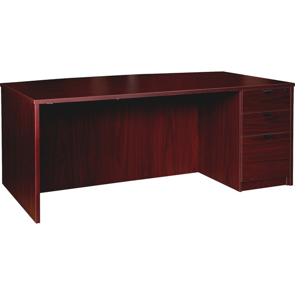 Lorell Right-pedestal Bowfront Desk, B/B/F, 72" x 42" x 29", Mahogany (LLRPD4272RSPMY)