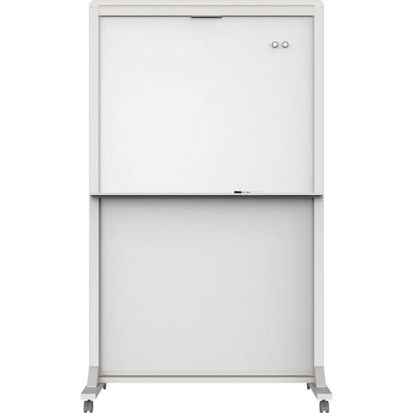 Quartet Motion Dual-Track Mobile Magnetic Dry-Erase Easel, Two 40 1/2 x 34 Panels, White (QRTECM4068DT)