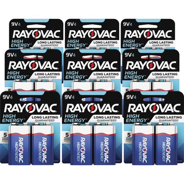 Rayovac Alkaline 9V Batteries, 9PK/CT, Blue/Gray (RAYA16044TKCT) Case of 36