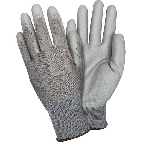 Safety Zone Nylon Knit Gloves, PU-coated, Small, 12 Pairs/DZ, Gray (SZNGNPUSMGY) 1 Dozen