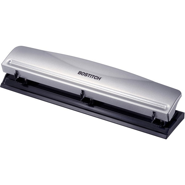 Bostitch 3-hole Punch, 12-Sheet, 2-1/2"Wx10-3/5"Dx1-7/10"H, Silver/Black (BOSHP12) Each