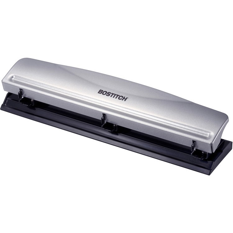 Bostitch 3-hole Punch, 12-Sheet, 2-1/2"Wx10-3/5"Dx1-7/10"H, Silver/Black (BOSHP12) Each