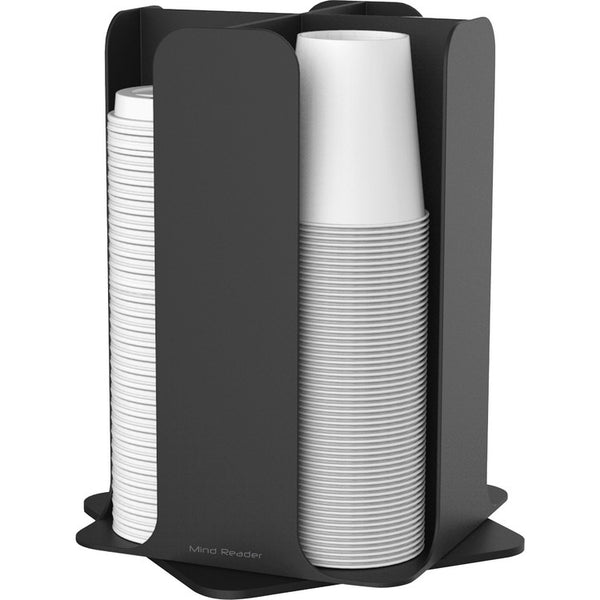 Mind Reader Cup and Lid Holder, 4-Compartment, 8"Wx8"Dx14-1/4"H, Black (EMSCDISPBLK) Each
