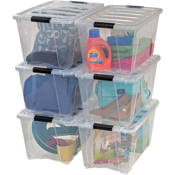 IRIS Stack and Pull Box, 53-Quart, 16-1/2"Wx22"Lx13"H, 6BX/CT, Clear (IRS100245) Case of 6