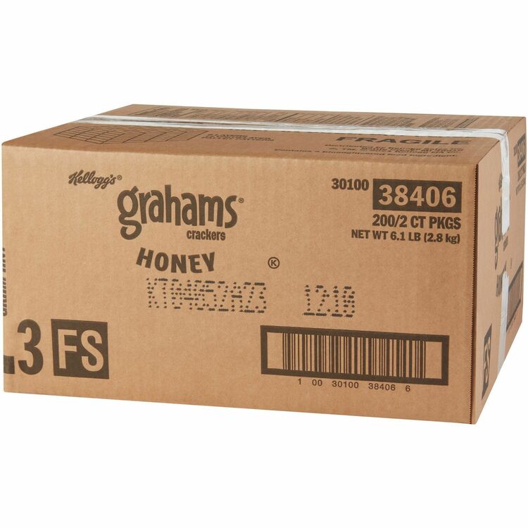 Kellogg's Honey Graham Crackers, Whole-Grains, 0.49 oz., 200PK/CT (KEB38406) Case of 200