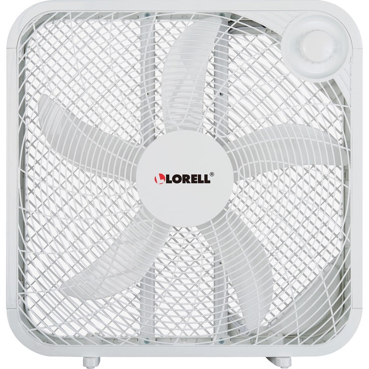 Lorell 3-Speed Box Fan, 4-13/100"Wx20-63/100"Lx21"H, White (LLR44575)