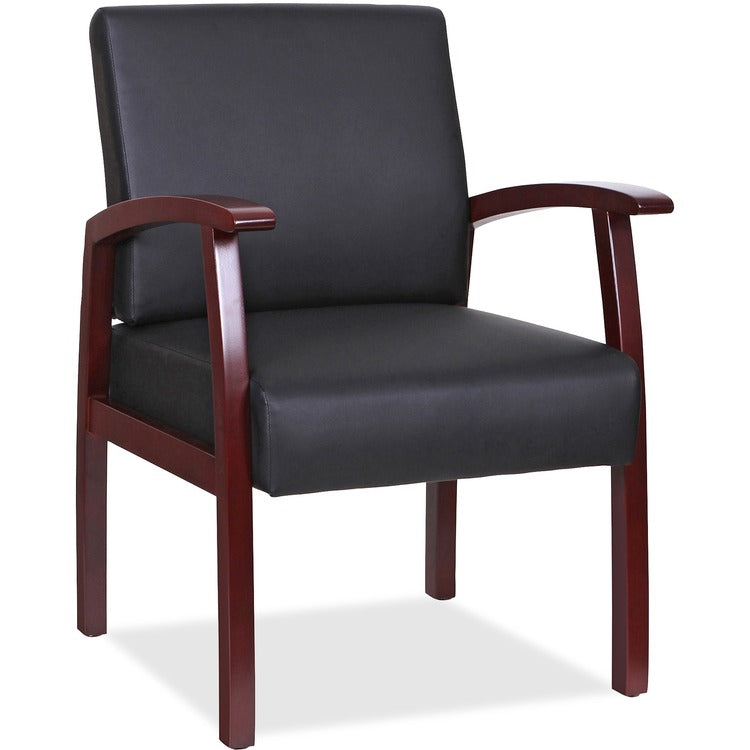 Lorell Guest Chair, 24" x 25" x 35-35-1/2", Black Leather (LLR68556)