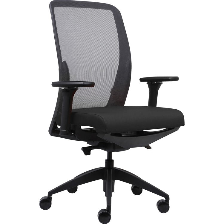 Lorell High-back Chair, Mesh Back, Adjustable Arms, 26-1/2" x 25" x 47", Black (LLR83104)