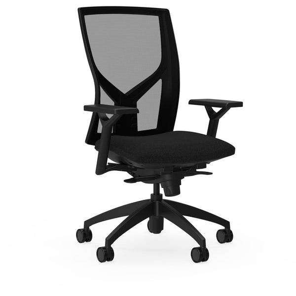 Lorell High-back Chair, Mesh Back, 6-way Arms, 26-1/4" x 25" x 47", Black (LLR83109)