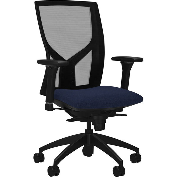 Lorell High-back Chair, Mesh Back, 6-way Arms, 26-1/4" x 25" x 47", Dark Blue (LLR83109A204) Each
