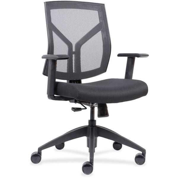 Lorell Mid-back Chair, Mesh Back, 26-1/2" x 25" x 45", Black Fabric (LLR83111)