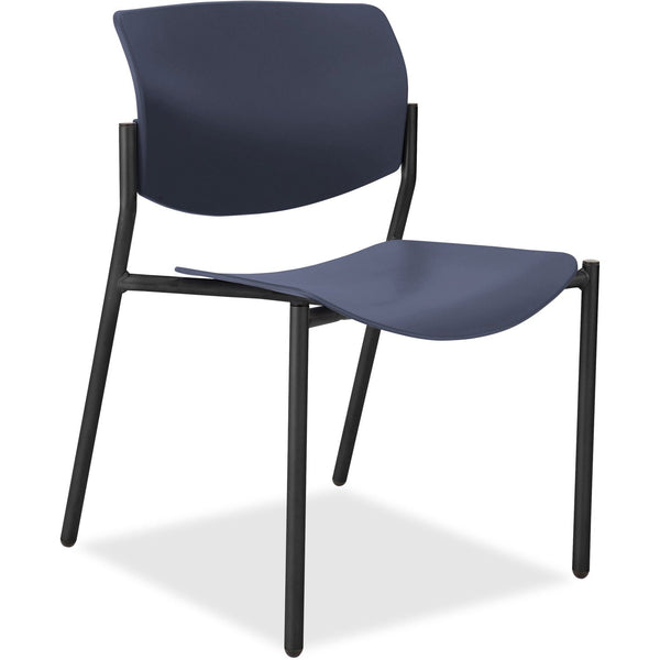 Lorell Stacking Chairs, No Arms, 21-1/2" x 25" x 33", 2/CT, Dark Blue/Black (LLR83113A204)