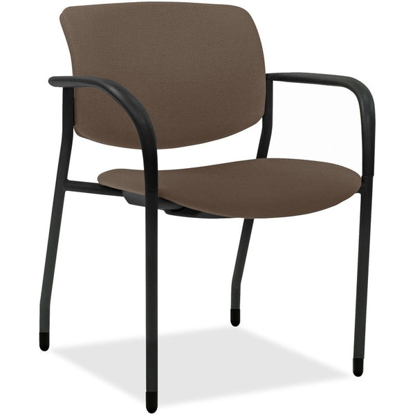 Lorell Contemporary Stacking Chair - Beige Foam, Crepe Fabric Seat - Beige Foam, Crepe Fabric Back - Powder Coated, Black Tubular Steel Frame - Four-legged Base - 2 / Carton (LLR83114A200)