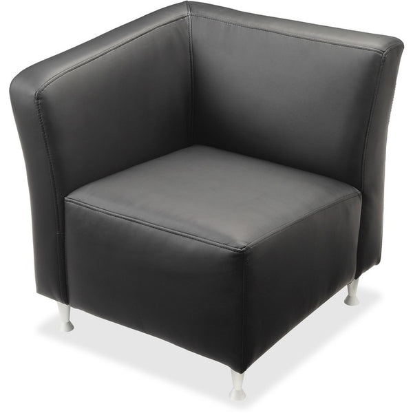 Lorell Lounge Chair with Right Arm, Leather, 26-3/4" x 29" x 29-1/2", Black (LLR86918)