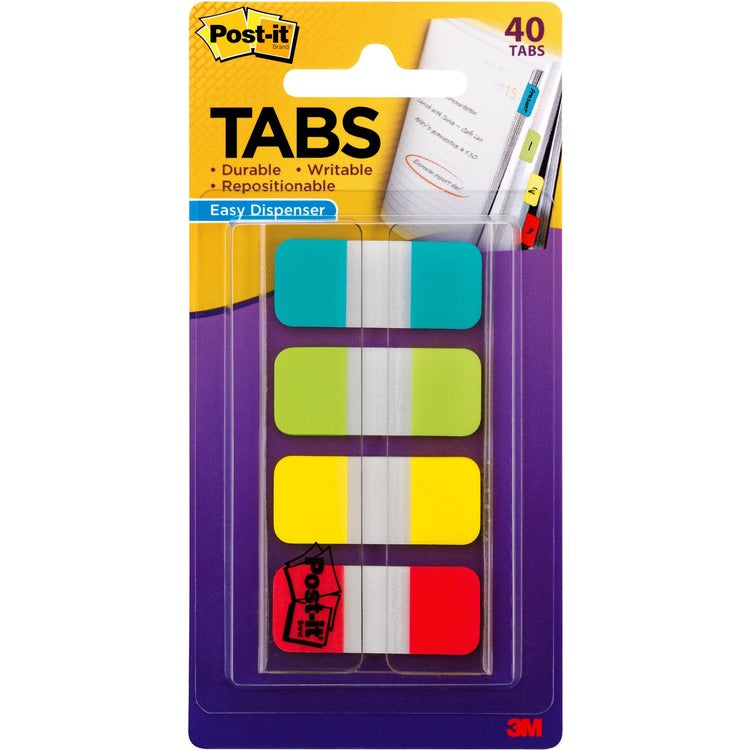 Post-it&reg; Easy Dispenser Assorted Tabs, 5/8", 40/PK, Assorted Bright (MMM676ALYR) Pack of 40