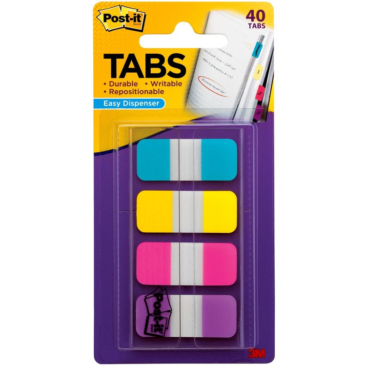 Post-it&reg; Easy Dispenser Assorted Tabs, 5/8", 40/PK, Assorted Primary (MMM676AYPV) Pack of 40