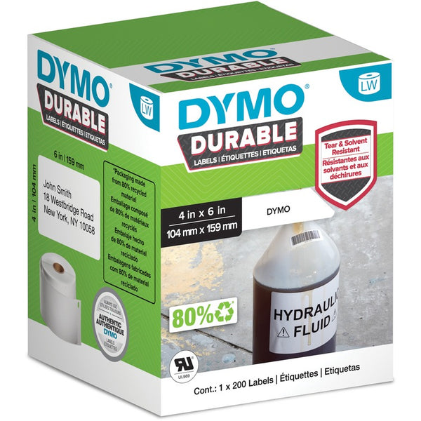 Dymo LabelWriter Direct Thermal Labels, Durable, 200 labels, 4 3/32" x 6 17/64" (DYM1933086)