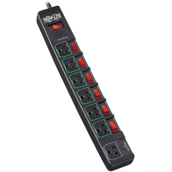 Tripp Lite by Eaton Surge Protector, 7-Outlet, 6' Cord, 3-2/5"Wx15"Dx1-2/5"H, Black (TRPTLP76MSGB) Each