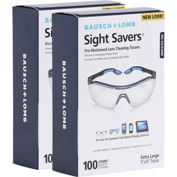 Bausch + Lomb Lens Cleaning Tissues, Pre-Moistened, 5" x 8", 200/BD (BAL8574GMBD) Pack of 200
