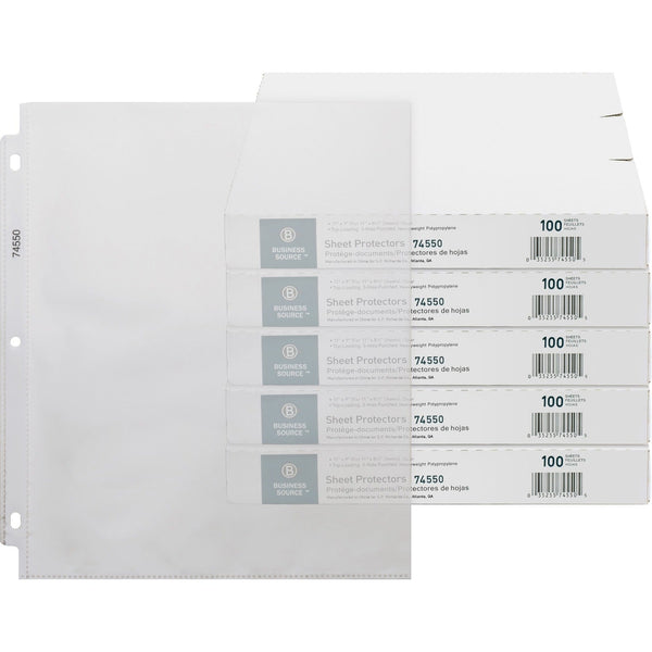 Business Source Sheet Protectors, Top Load, 3.2 mil, 11" x 8-1/2",500/CT, Clear (BSN74550CT) Case of 500
