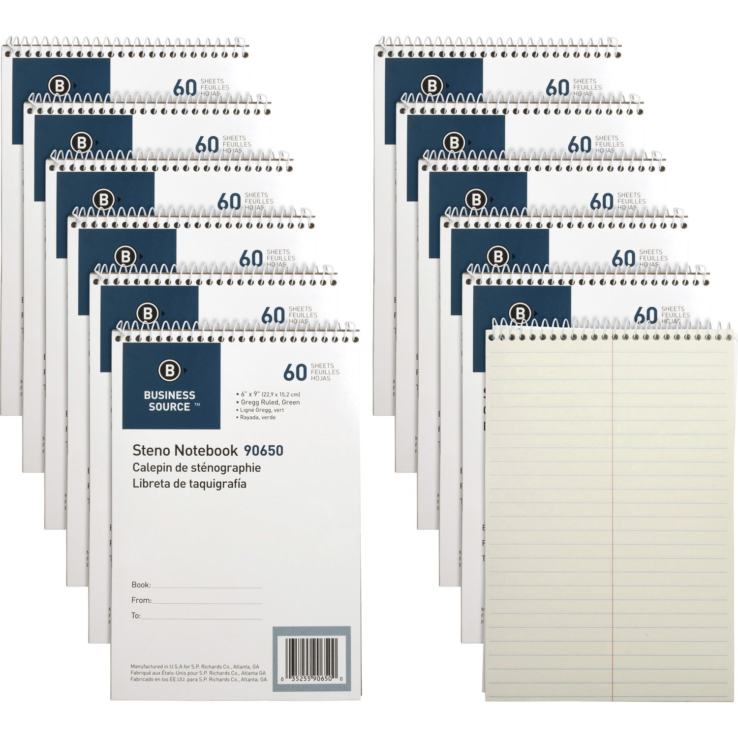 Business Source Steno Notebooks, Gregg Ruled, 60 Sheets, 6
