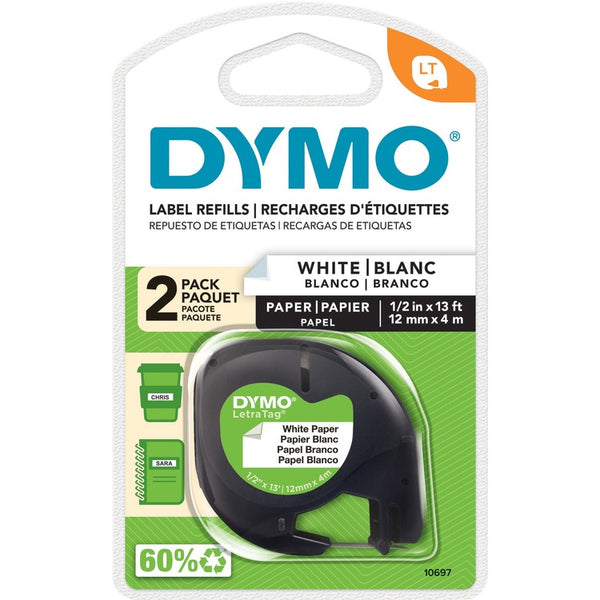 Dymo Label Maker Tapes for Letra Tag, 1/2" x 13', 6/BX (DYM10697BX)