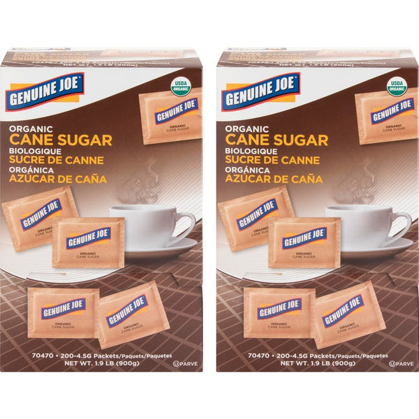 Genuine Joe Turbinado Cane Sugar, Unrefined,400/CT, Brown (GJO70470CT)