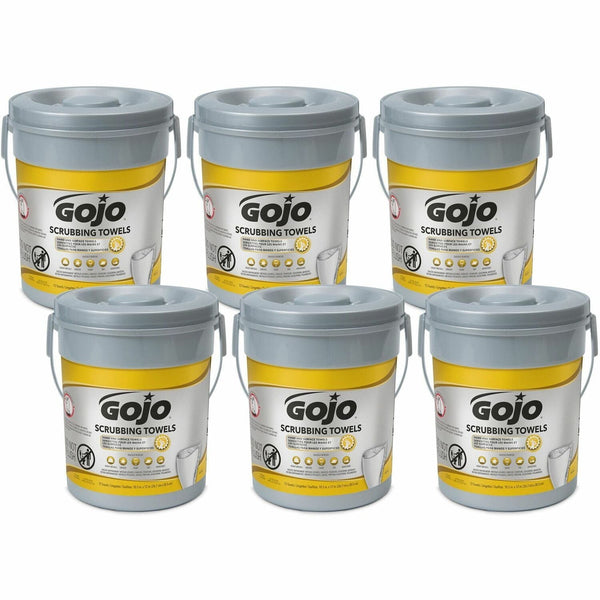 Gojo&reg; Scrubbing Towels, Large, 72/Canister, 10-1/2" x 12", 6/CT, White (GOJ639606CT) Case of 6